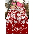 thumbnail image 1 of Valentines Day Table Runner - Love Cotton Linen Table Runners 120 Inches Long, Red Heart Table Cloth Dresser Scarves Kitchen Dining Table Decorations for Holiday Party, 1 of 5
