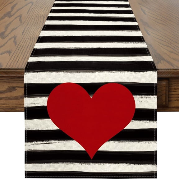 Valentines Day Table Runner, Sweet Heart Valentines Day Decorations Red Valentines Runner for Table Seasonal Holiday Indoor Outdoor Decorations (13''X71'')Romantic Kitchen Dining Table Decoration