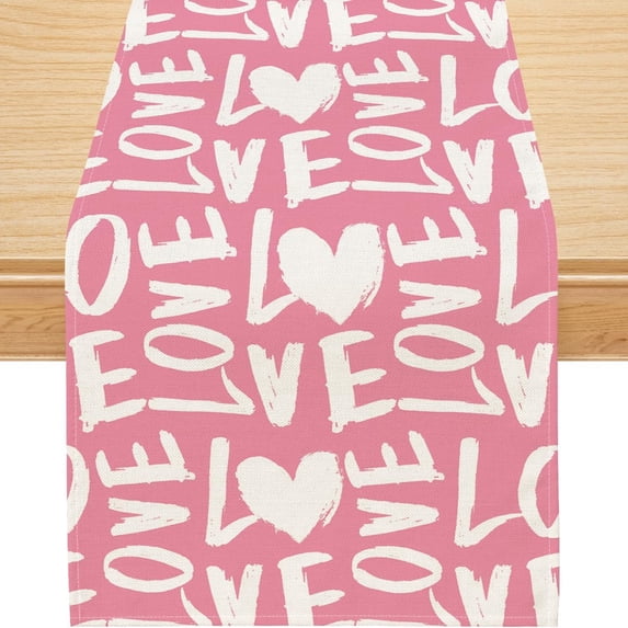 Valentines Day Table Runner, Sweet Love Valentines Day Decorations Valentines Runner for Table Seasonal Sweet Holiday Decor for Indoor Outdoor Dining Table Decorations (Pink, 13'''' x 108'''')