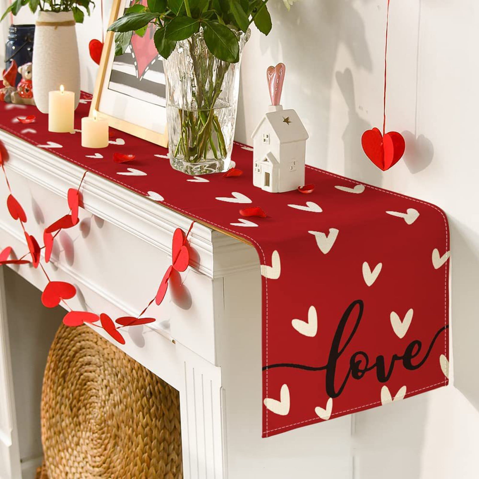 Valentines Day Table Runner Valentine's Day Table Flag Heart Pattern