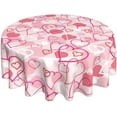 thumbnail image 1 of Valentines Day Tablecloth 60 Inch Round Pink Love Hearts Tablecloth Romantic Valentines Day Table Cloth Dust-Proof Wrinkle Resistant Rustic Tablecloth for Home Dining Room Party, 1 of 6