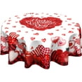 thumbnail image 1 of Valentines Day Tablecloth Round 60 Inch Red Heart Love Turck Table Cloths Circle Red and Back Plaid Table Cover Washable Wipeable Polyester Tabletop for Dining Kitchen Picnic Party Decor, 1 of 7