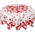 thumbnail image 1 of Valentines Day Tablecloth Round 60 Inch Red Pink Heart Table Cloth Circle Galentines Day Table Cover Waterproof Wipeable Polyester Mothers Day Tabletop for Home Decor Dining Room Kitchen Party Picnic, 1 of 6