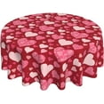 thumbnail image 1 of Valentines Day Tablecloth,Round Tablecloth 60 Inch,Love Heart Table Cloth Water Resistant Washable Polyester Table Cover for Kitchen Dining Table Party Decorations, 1 of 6