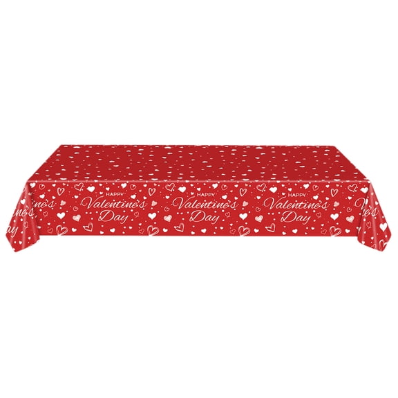 Valentines Day Tablecloth,Valentines Tablecloth,Disposable Plastic Red Heart Love Tablecloth Rectangular Valentines Table Cloth Table Cover for Valentine's Day Wedding Decorations,53.9x107.8"