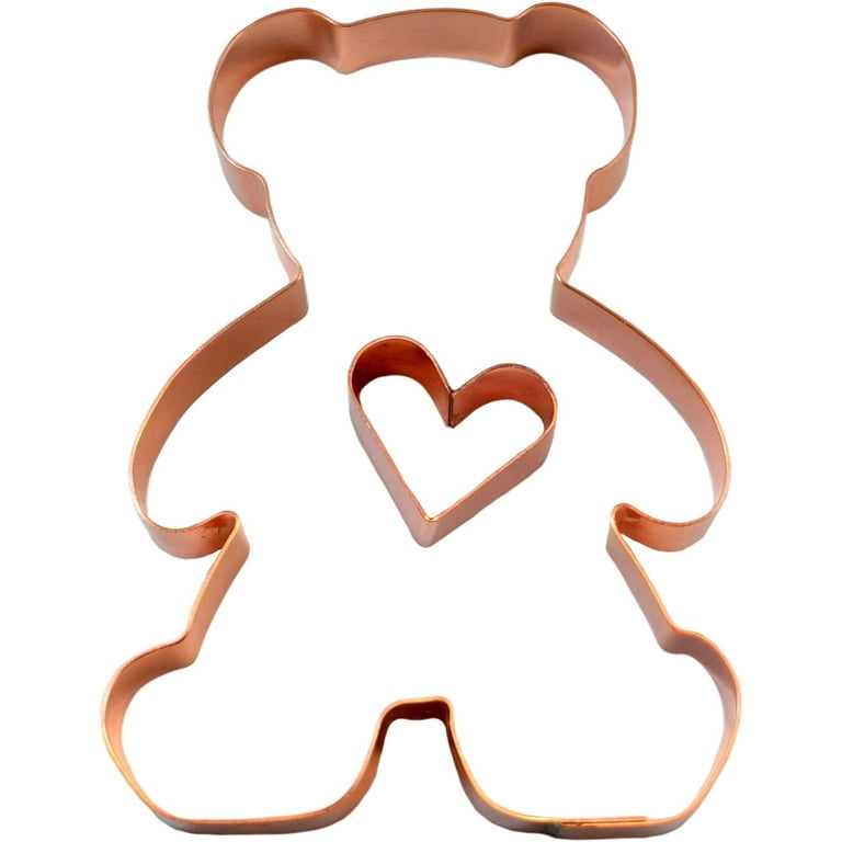 Valentines Day Teddy Bear with Heart Copper Cookie Cutters