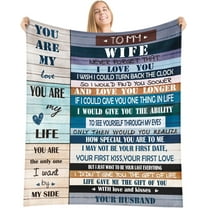 Valentines Day Throw Blanket Romantic Gift for Wife,to My Wife Blanket from Husband,Christmas Wedding Anniversary Birthday Throw Blanket Gifts for Her,Wife - 50 x 60 in