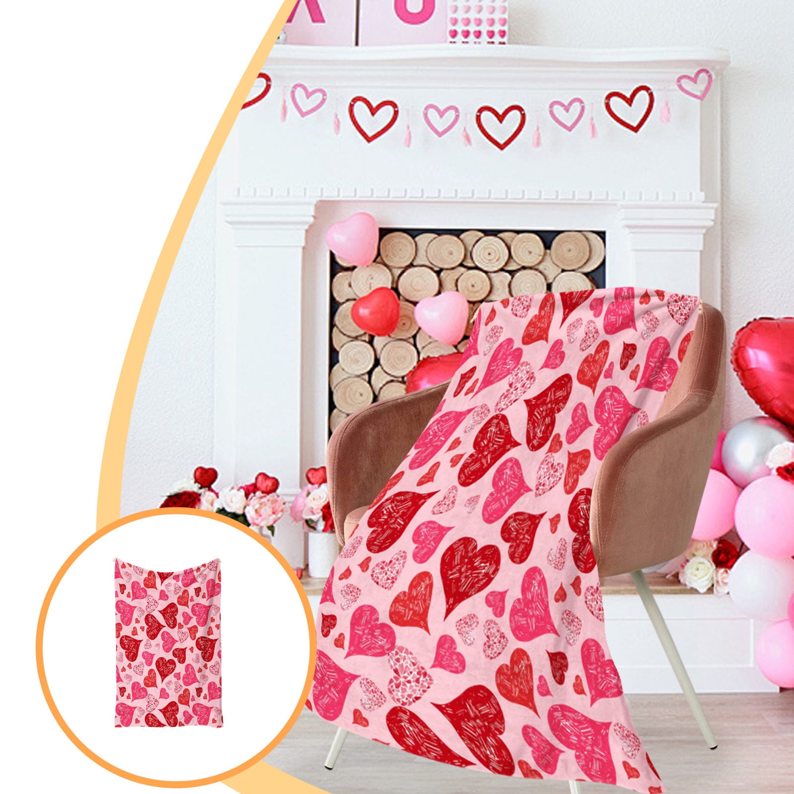 Valentines Day Throw Blanket Soft and Warm Flannel Heart Blanket