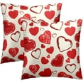 thumbnail image 1 of Valentines Day Throw Pillow Covers 16x16, Cute Doodle Red Love Hearts Decorative Pillow Cases Double Side Printed Square Cushion Cover for Wedding Anniversary Home Decor Set of 2, 1 of 6