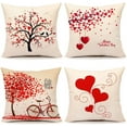 thumbnail image 1 of Valentines Day Throw Pillow Covers 18x18 Set of 4 Red Love Heart Home Decorations Cushion Case for Sofa Couch Polyester Linen, 1 of 6