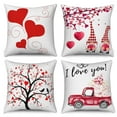 thumbnail image 1 of Valentines Day Throw Pillow Covers 18x18 Set of 4,Red Truck Hearts Gnome Decorative Pillow Cases for Bedroom Sofa Couch, 1 of 6
