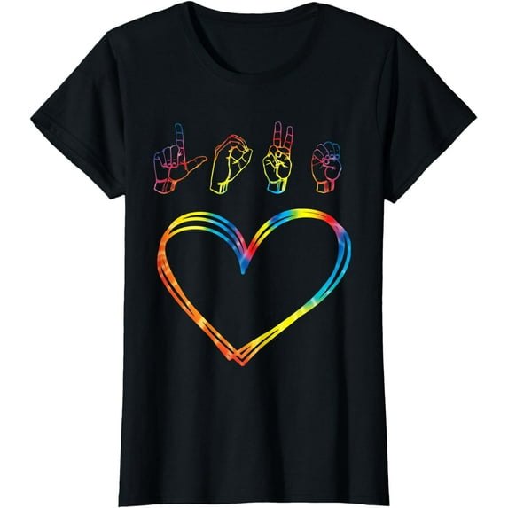 Valentines Day Tie Dye Shirt I Love You Heart Hand Sign T-Shirt