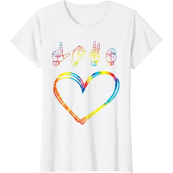 Valentines Day Tie Dye Shirt I Love You Heart Hand Sign T-Shirt