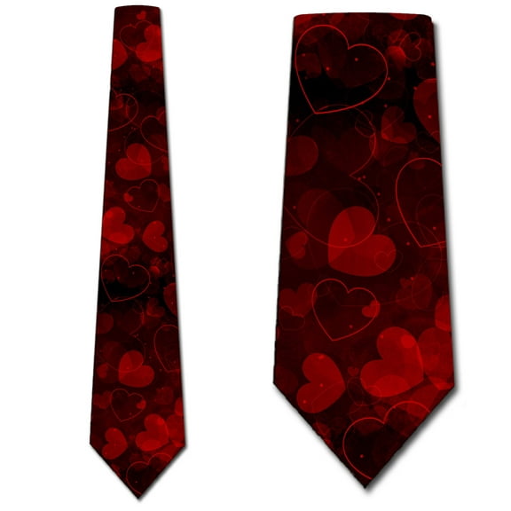 Valentines Day Ties Mens Red Valentine's Heart Necktie by Three Rooker