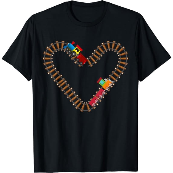 Valentines Day Train Railroad Heart Toddler Boys Kids Girls T-Shirt
