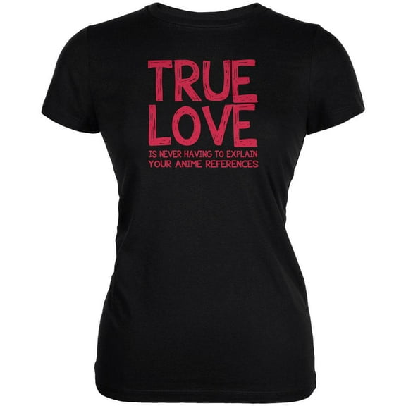 Valentines Day True Love Anime Black Juniors Soft T-Shirt - 2X-Large