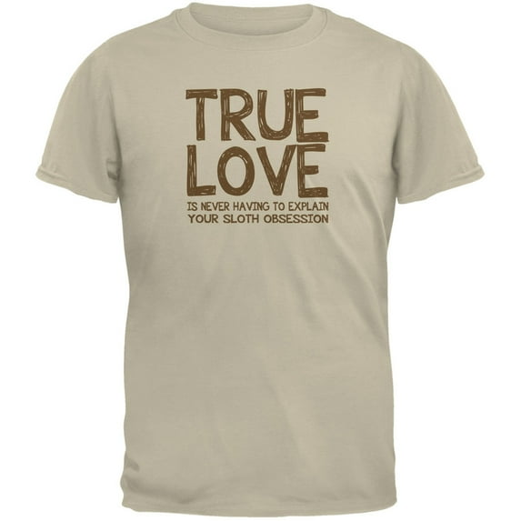 Valentines Day True Love Sloth Sand Adult T-Shirt - 2X-Large