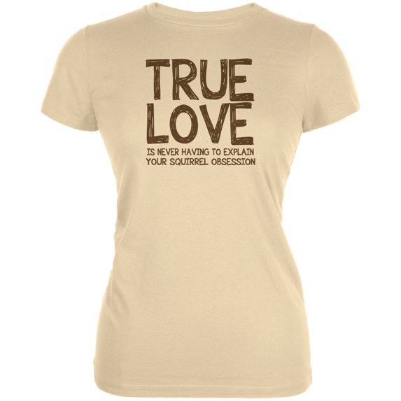 Valentines Day True Love Squirrel Cream Juniors Soft T-Shirt - X-Large