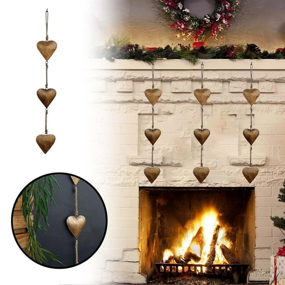 Valentines Day Vintage Metal Heart Wall Hanging Art, Gold Hearts Shaped Bedroom Wall Decor | Anniversary Decorations for Couples, Farmhouse Country Rustic Love Heart, Golden 25.9''(1PC), Gifts