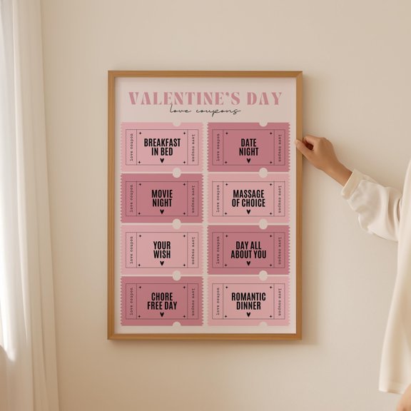 Valentines Day Voucher As For Dopamine Anniversary Long Distance Girlfriend Decorative Wall Art Poster , Poster Print Only