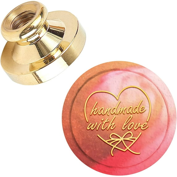 Valentines Day Wax Seal Stamp Head Handmade with Love Removable Sealing Brass Stamp Head for Creative Gift Envelopes Invitations Cards Decoration Mixed Color