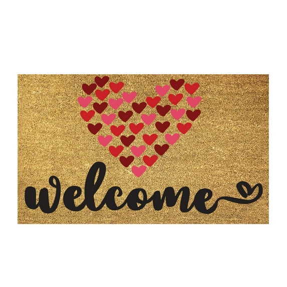 Valentines Day Welcome Doormat Polyester Floor Mat for Holiday Christmas Decor Non Slip Absorbent Indoor Outdoor Entrance Rug Waterproof Easy Clean Home Decorations