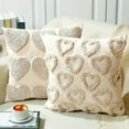 thumbnail image 1 of Valentines Day White Love Heart Pillow Covers 18x18 Inches Embroidered Heart Throw Pillow Covers Mother Day Cushion Case Decorations Rustic Farmhouse Boho Gift Home Decor for Couch Sofa, 1 of 7