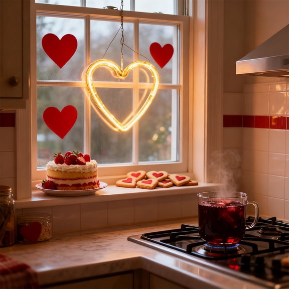 Valentines Day Window Lights Decorations,Battery Operated Indoor String Lights for Home Wedding Anniversary