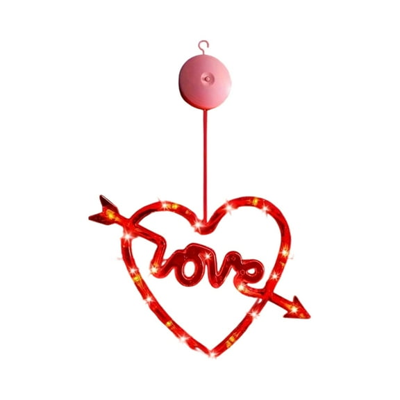 Valentines Day Window Lights Decorations with Timer, Battery Powered Hanging Red Lighted Heart Shaped Silhouette Sucker LED Lamp for 2026 Holiday Fireplace Indoor Home Decor