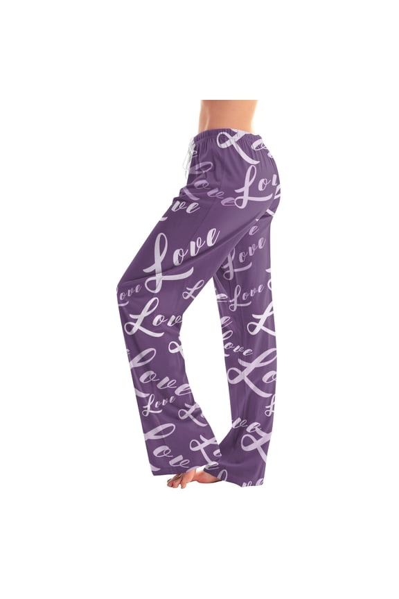 Valentines Day Women's Casual Long Pajama Elastic Waist Wide Leg Funny Graphic Pjs Drawstring Wide Leg Jogger Lounge Yoga Sweat Pants