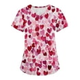 thumbnail image 1 of Valentines Day Women's Nurse Uniforms Summer Love Heart Printed V-Neck Breathable T-Shirts Short Sleeve Professionals Soft Stretch Scrub Tops with Pockets hot pink 5X-Large, 1 of 4