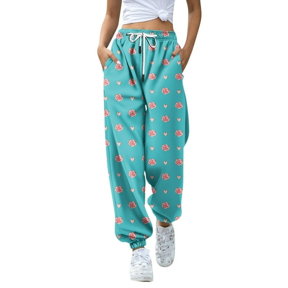 Valentines Day Women's Sweatpants Petite Length Pockets Pants Casual Workout Athletic Joggers Drawstring Waist Sweat Pants