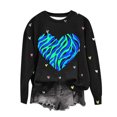 thumbnail image 1 of Valentines Day Womens Cute Heart Sweatshirts Oversized Hooded Sweater Crewneck Pullover Top Clothes, 1 of 4