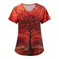 thumbnail image 1 of Valentines Day Womens Nurse Uniforms Summer Love Heart Printed V Neck Breathable T-Shirts Short Sleeve Professionals Soft Stretch Workwear Shirt with Pockets  red 3X-Large, 1 of 3