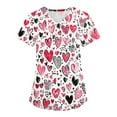thumbnail image 1 of Valentines Day Womens Nurse Uniforms Summer Love Heart Printed V Neck Breathable Workwear Shirt Short Sleeve Professionals Soft Stretch Scrub Tops with Pockets light pink XX-Large, 1 of 4