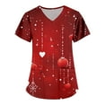 thumbnail image 1 of Valentines Day Womens Nurse Uniforms Summer Love Heart Printed V Neck Breathable Workwear Shirt Short Sleeve Professionals Soft Stretch T-Shirts with Pockets  Small, 1 of 3