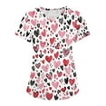 thumbnail image 1 of Valentines Day Womens Nurse Uniforms Summer Love Heart Printed V Neck Breathable Workwear Shirt Short Sleeve Professionals Soft Stretch T-Shirts with Pockets white Medium, 1 of 4