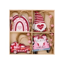 Valentines Day Wooden Hangings, Wooden Love Heart Ornament, Valentines Ornament Set, Hanging Pendant Decorations, Door Tree Mantel Decor, Rustic Valentine Decor