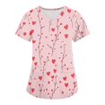 thumbnail image 1 of Valentines Day Working Uniform Shirts for Women Love Heart Printed V Neck Breathable Scrub Tops Short Sleeve Professionals Soft Stretch T-Shirts with Pockets light pink Large, 1 of 4
