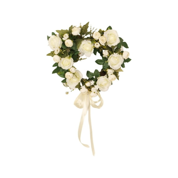 Valentines Day Wreath Decor Artificial Pink Wreath with Tulip Berry Green Leaf Element, Valentines Wreaths for Front Door Wedding Anniversary Party Candlelight Dinner Decorations,White