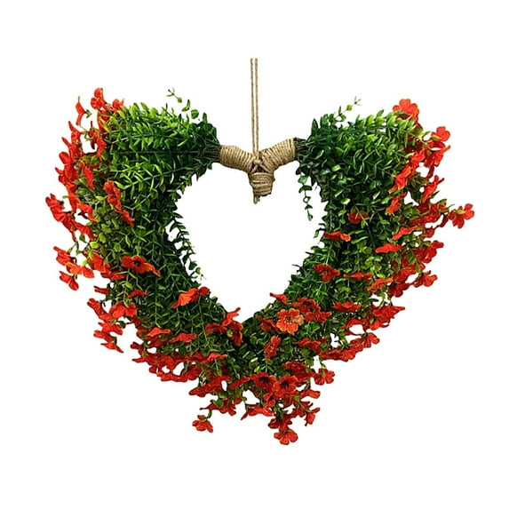 Valentines Day Wreath Heart Wreath with Lush Green Ivy, Romantic Front Door Decoration, Perfect for Weddings & Indoor/Outdoor Farmhouse Decor, 22in