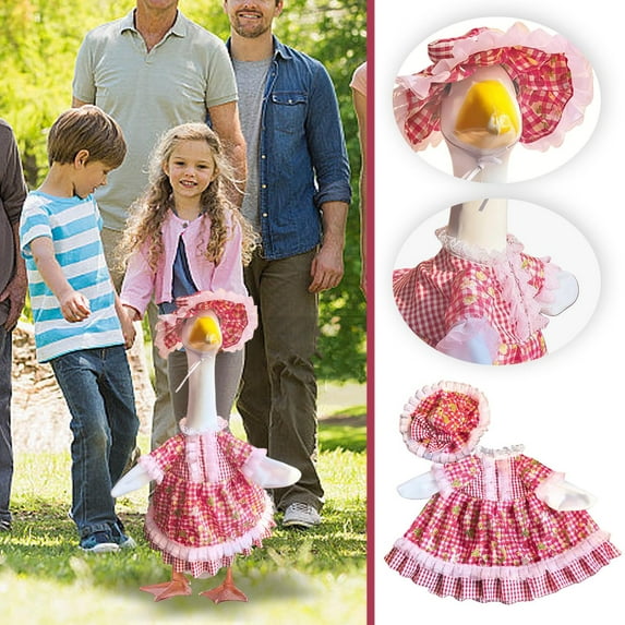 Valentines Day Yard Goose Outfits Concrete Goose Outfits, 23 Inch Garden Goose Outfits Porch Goose Costume, Spring Lawns Goose Outfits