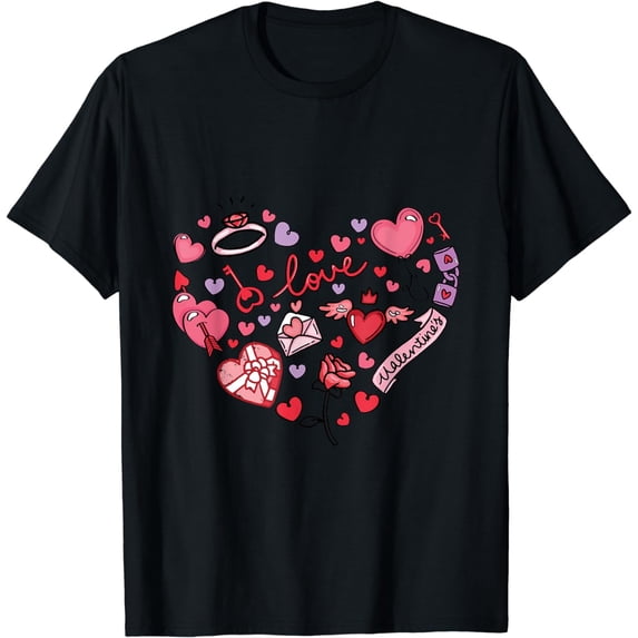 Valentines Day for Women Men Girls Cute Love Heart T-Shirt