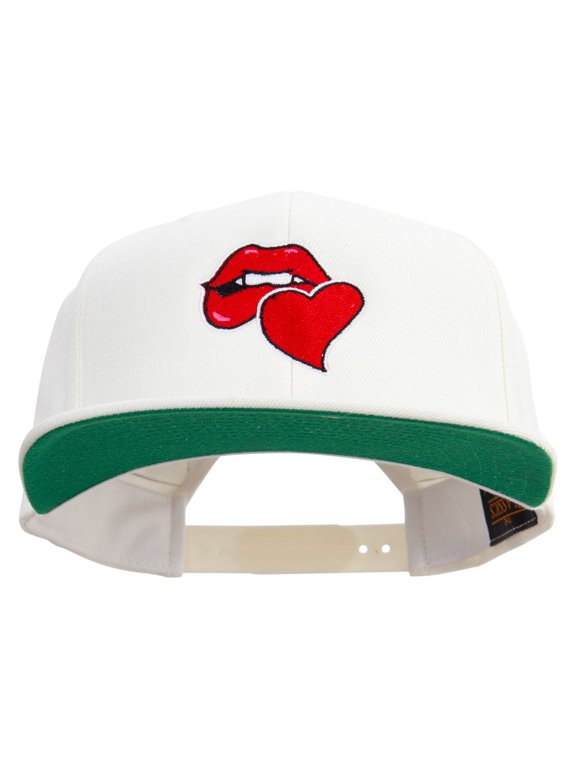 Valentines Day with Kiss Embroidered Wool Blend Prostyle Snapback - Natural OSFM