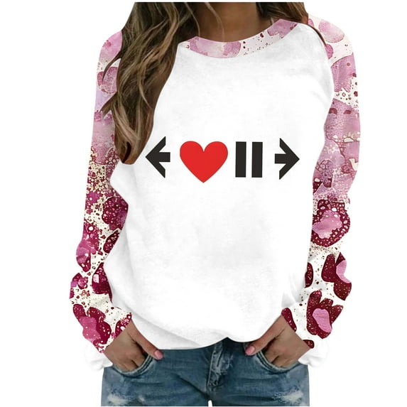 Valentines Days Cute Tops for Women Heart Sweatshirts Crewneck Colorblock Raglan Shirt Pullover Top