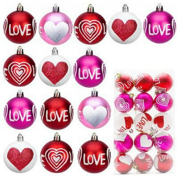 Valentines Decor Clearance! 15 PCS Heart Ornaments Valentine's Day 520 Love Ball Valentine Ornament Hanging Ornaments for Tree Valentine's Day Decoration Valentine Decorative Supplies for Party