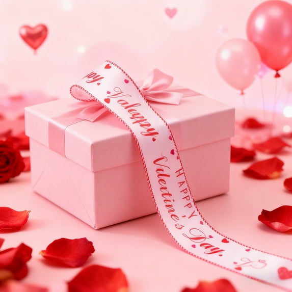 Valentines Decor Valentine's Day Decorative Printed Satin Ribbon for Wrapping Party and Crafting