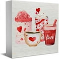 thumbnail image 1 of Valentines Decor, Valentines Day Decor Love Coffee Wood Block Sign Valentines Day Decorations For Home Kitchen Table Shelf Desk, 5 X 5 Inches, 1 of 5
