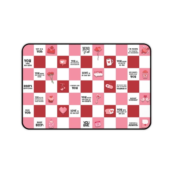 Valentines Desk Mat Gift for Female Friend | Large Pink Mouse Pad Gift for Her | Gaming Mousepad Gifts for Him | 12x18 in Desk Pad for Home & Office