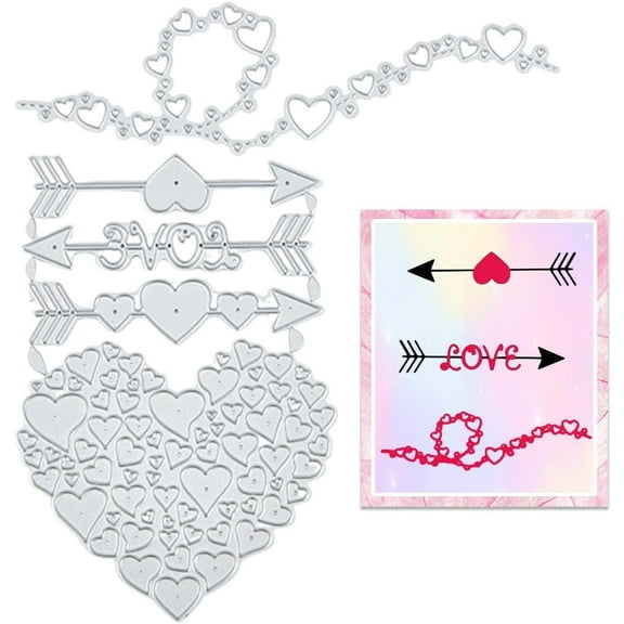 Valentines Die Cuts for Card Making Love Heart Cupid Layering Stencil Metal Cutting Die Handmade Card Making Embossing Stencil Photo Album Gift Cards Home Decoration Paper Craft Stainless Steel Color
